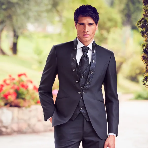 Luigi Bianchi Cerimonia - Abito coreano con bottoni per uomo | 