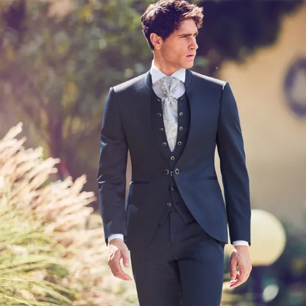 Luigi Bianchi Cerimonia - Abito coreano con bottoni blu per uomo |  2