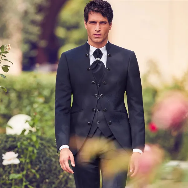 Luigi Bianchi Cerimonia - Abito coreano con bottoni per uomo | 