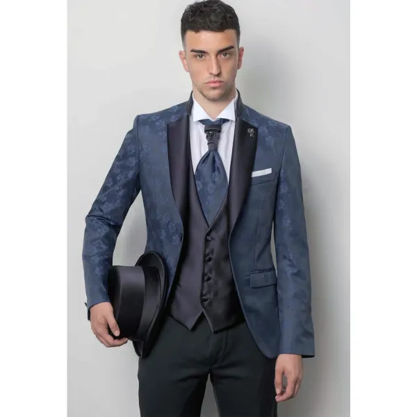 Angelo Toma - Abito smoking rever a specchio damascato per uomo | 