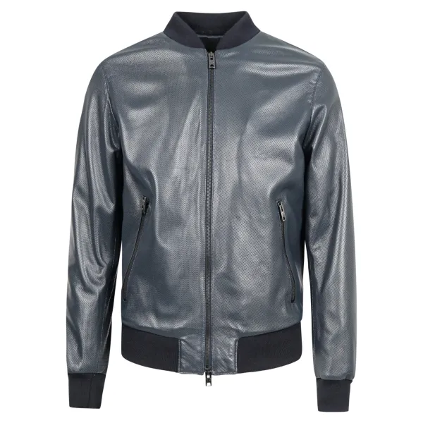 Masterpelle - Giubbotto blu coreano in pelle traforato per uomo | mp789 6blue