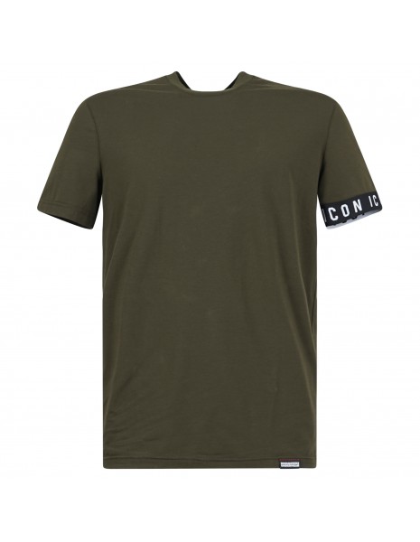 Dsquared2 - T-shirt verde manica corta con logo Icon sulla manica per uomo |
