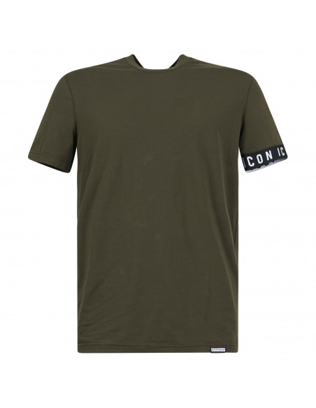 Dsquared2 - T-shirt verde manica corta con logo Icon sulla manica per uomo |