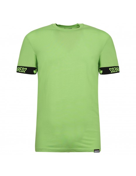 Dsquared2 - T-shirt verde manica corta con logo Dsquared sulla manica per uomo