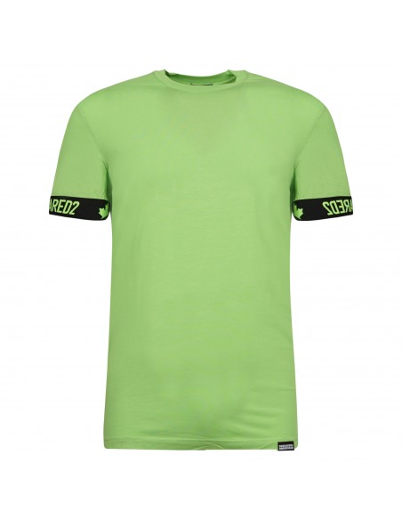 Dsquared2 - T-shirt verde manica corta con logo Dsquared sulla manica per uomo