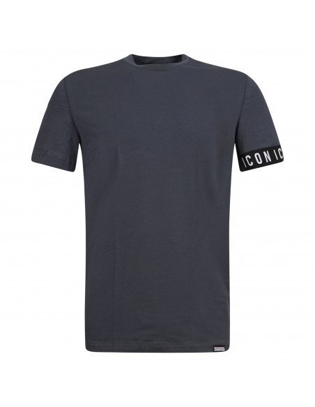 Dsquared2 - T-shirt grigio manica corta con logo Icon sulla manica per uomo |