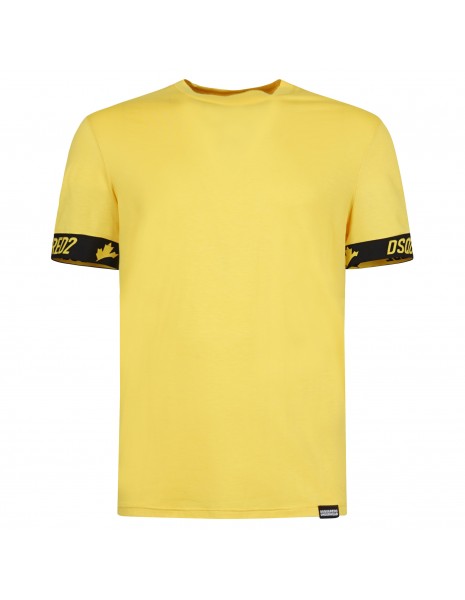 Dsquared2 - T-shirt gialla manica corta con logo Dsquared sulla manica per uomo