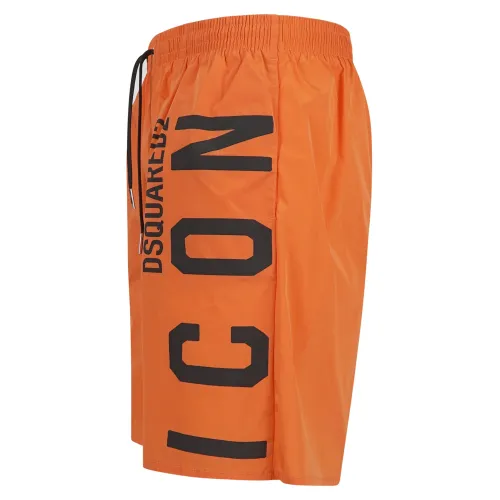 Dsquared2 - Bermuda mare arancione con stampa logo Icon per uomo | d7n58395 848