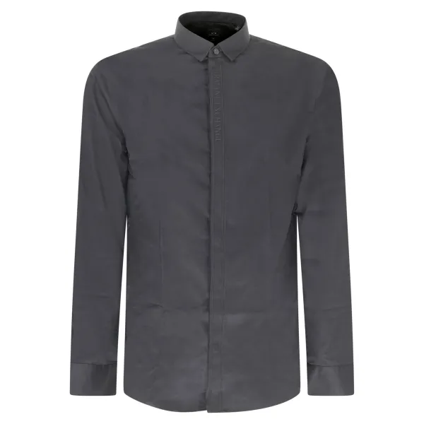 Armani Exchange - Camicia nera con logo ricamato sul fronte per uomo | 3lzc10