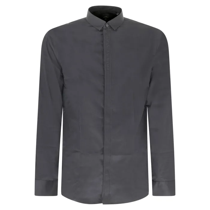 Camicia nera con logo ricamato sul fronte per uomo MaisonBorracci
