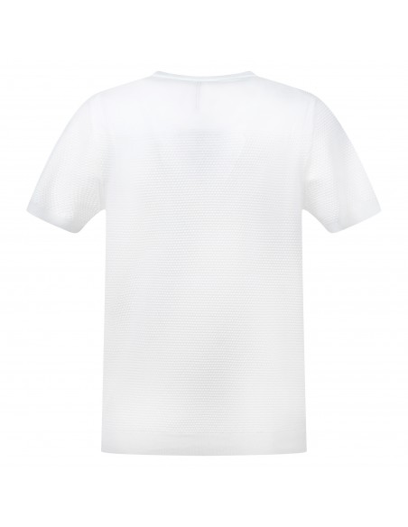 +39 Masq - T-shirt bianca in maglia di cotone a manica corta con lavorazione