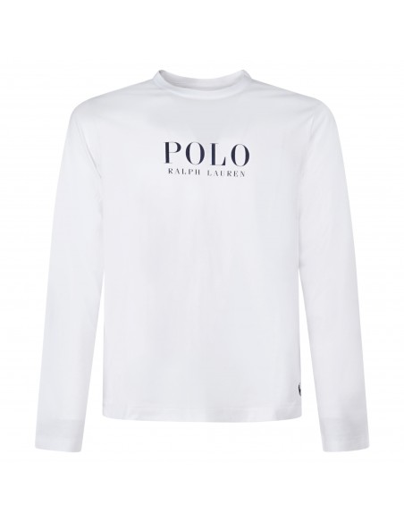 Polo Ralph Lauren - T-shirt bianca manica lunga con stampa logo sul petto per