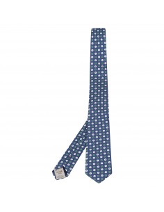 Cravatta blu con stampa quadrifoglio
